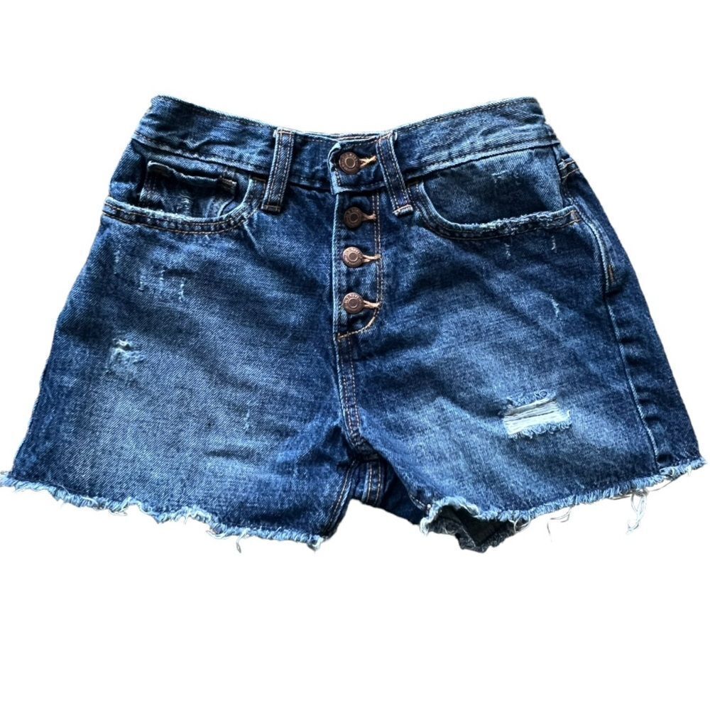 Short blue old navy front button extra hight waisted cut‎ off size 14